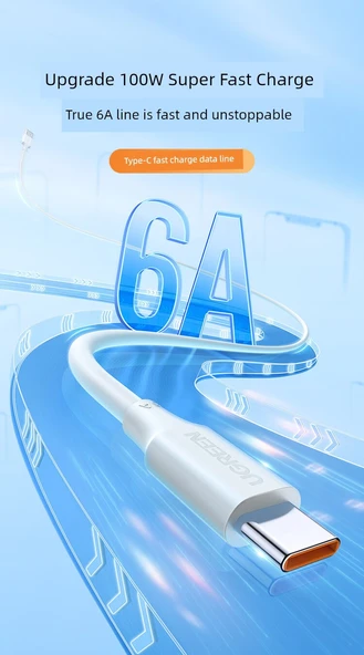 Type-C Android Şarj ve Data Kablosu 18W - 1 Metre - Sakin Siyah - Apple/Android Uyumlu - 9