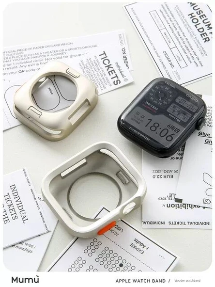 Apple Watch 44mm Haki Yeşil Düz Kenar Yumuşak Kılıf ve Su Jeli Film - 4