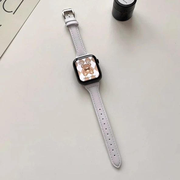 Huawei Fit-2 Uyumlu Deri Akıllı Saat Kordonu - İğne Tokalı Sütlü Kahve - 6