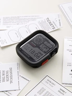 Apple Watch 49mm Siyah Düz Kenar Yumuşak Kılıf ve Su Jeli Film