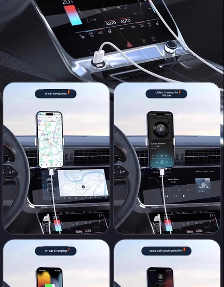 iPhone 15/16 USB-C - USB-C Carplay Örgülü Şarj Kablosu 2.0m (Model 1) - 6