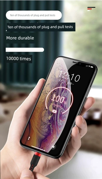 1.5m Kırmızı ve Gri Apple Lightning Hızlı Şarj Kablosu - 6