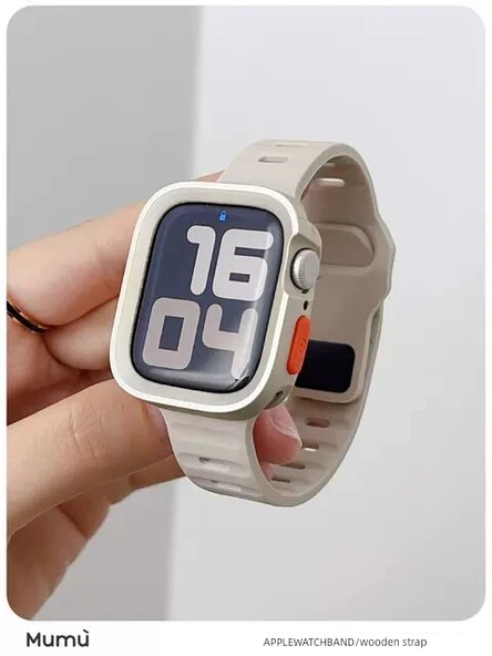 Apple Watch 44mm Elektro Kaplama Altın Düz Kenar Yumuşak Kılıf ve Su Jeli Film - 3
