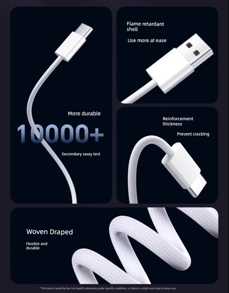iPhone 15/16 USB-C - USB-C Carplay Örgülü Şarj Kablosu 2.0m (Model 1) - 9
