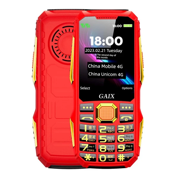 4G Yaşlı Cep Telefonu - Çin Kırmızısı, 512MB + 16GB, 4G Uyumlu, Standart Paket