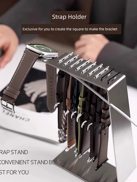 Apple Watch Şarj Standı - Gümüş Alüminyum Alaşımlı Braket - 5