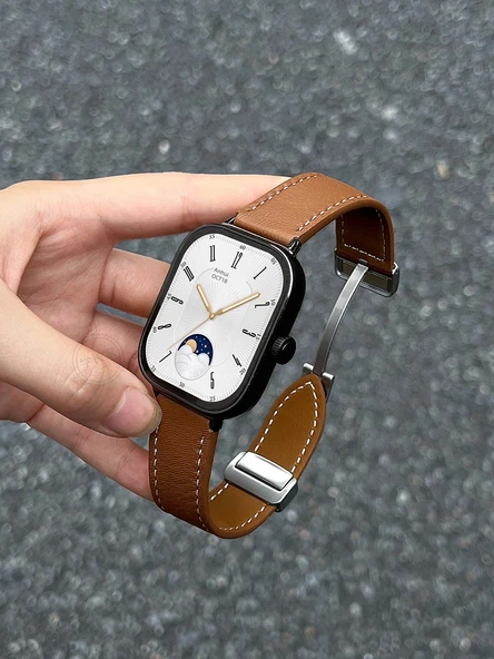 Xiaomi Bileklik 7pro Deri Manyetik Kordon - Kavrulmuş Kahverengi - 11