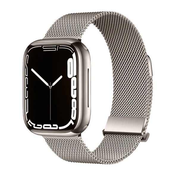 Apple Watch 4/5/6/SE (44mm) Milanese Kordon - Yıldız Işığı + Ekran Koruyucu