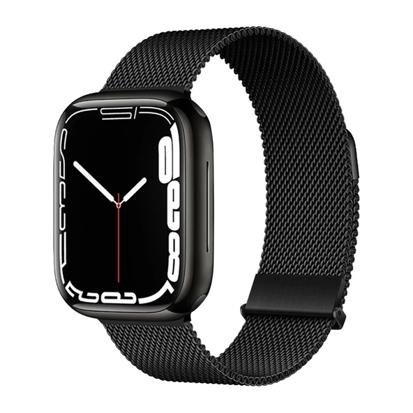 Apple Watch 7/8/9/10 (41/42mm) Milanese Kordon - Siyah + Ekran Koruyucu