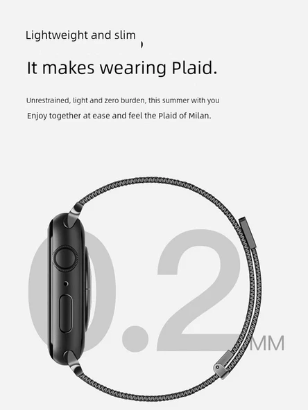 Apple Watch 7/8/9/10 (41/42mm) Milanese Kordon - Gümüş + Ekran Koruyucu - 4