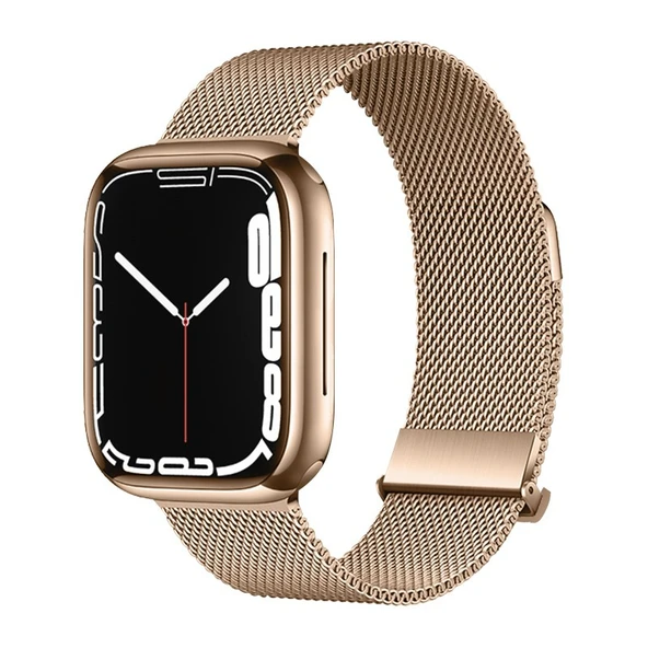 Apple Watch 1/2/3 (42mm) Milanese Kordon - Roze Altın + Ekran Koruyucu