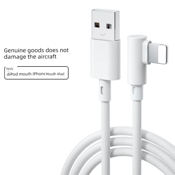 Apple iPhone Dirsek Uçlu Hızlı Şarj Data Kablosu - 2 Metre - İkili Paket - 1