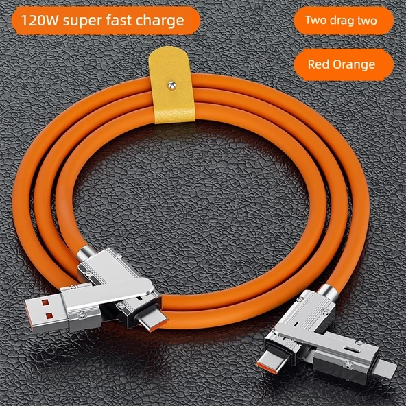 120W Süper Hızlı Şarj 4'ü 1 Arada Data Kablosu 2m - Apple + Type-C Seçenek 1