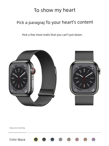Apple Watch 7/8/9/10 (41/42mm) Milanese Kordon - Gümüş + Ekran Koruyucu - 5