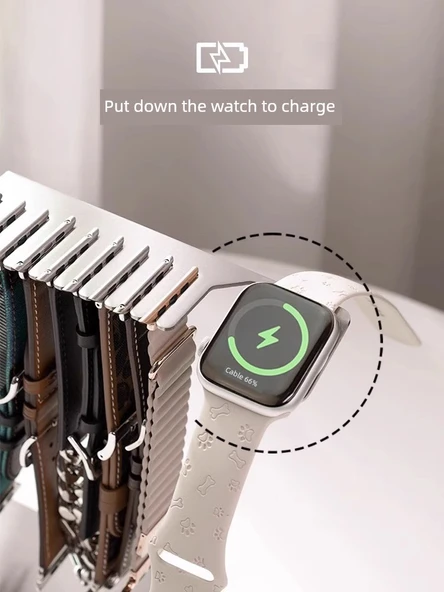 Apple Watch Şarj Standı - Beyaz Saklama Braketi - 4