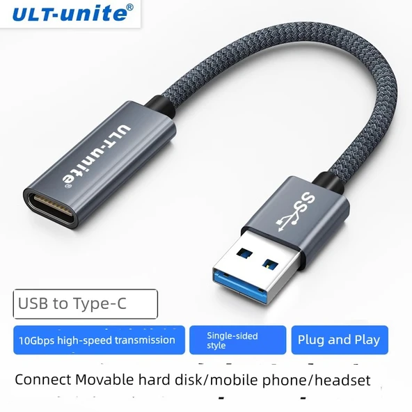 USB 3.2 Type-C OTG Adaptör - Tek Taraflı USB 3.2 Gri 8cm