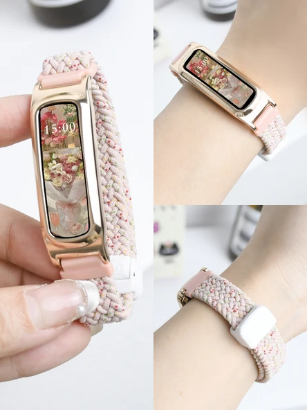 Honor Band 4R/5 Basketbol Versiyon Elastik Manyetik Tokalı Kordon - Pembe Rose Gold Kutulu - 4