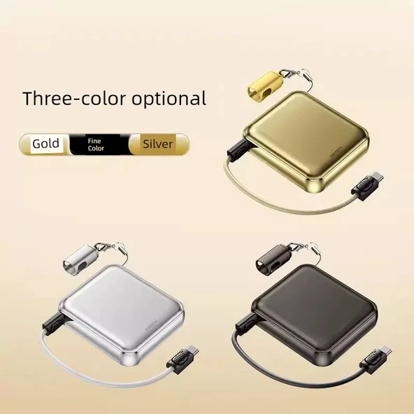 10000mAh Taşınabilir Şarj Aleti - Gümüş - Boyun Askılı - 8