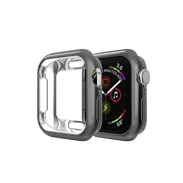 Apple Watch S7-9 41mm Siyah Kaplama Silikon Kılıf