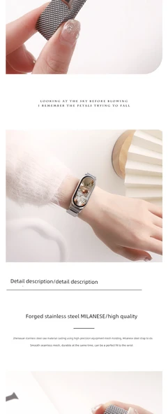 Xiaomi Bileklik 9/9NFC Milanese Manyetik Kordon - Rose Gold - 7