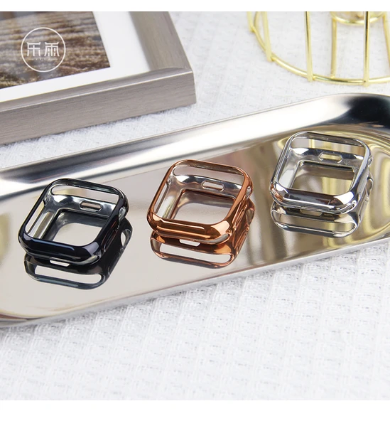 Apple Watch S10 46mm Şampanya Altın Kaplama Silikon Kılıf - 11