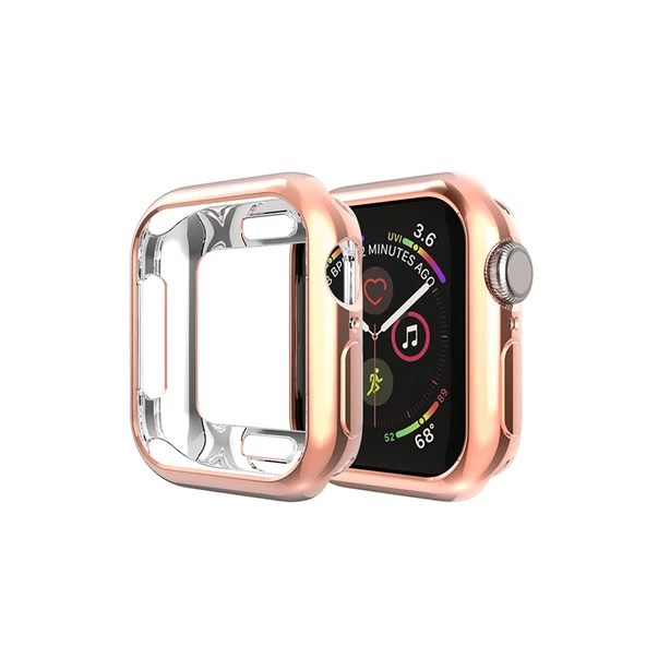 Apple Watch S10 46mm Şampanya Altın Kaplama Silikon Kılıf