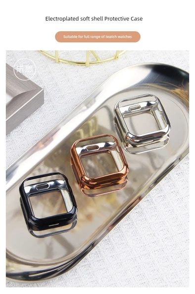 Apple Watch S4-6/SE 44mm Şampanya Altın Kaplama Silikon Kılıf - 7