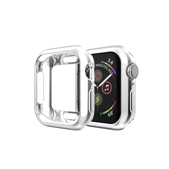 Apple Watch S4-6/SE 40mm Gümüş Kaplama Silikon Kılıf