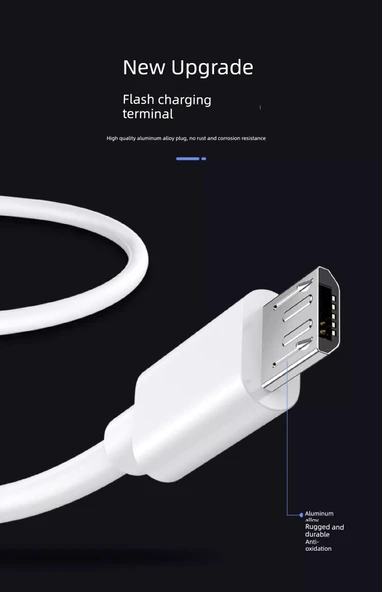 Android USB Şarj ve Data Kablosu 4A Güçlendirilmiş Beyaz 1m [Bir Alana Bir Bedava] + 2A Çift Portlu Şarj Başlığı - 8