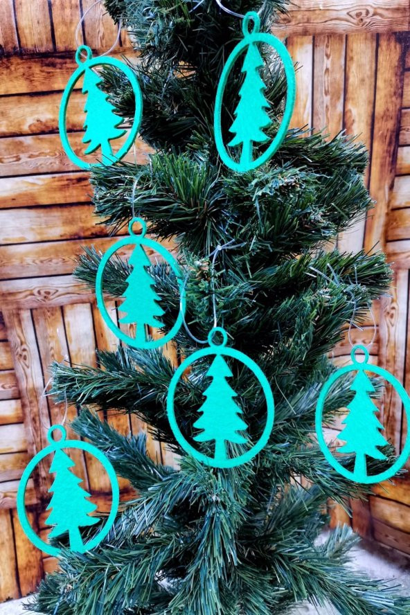 6 Adet Dekoratif Yuvarlak Çam Ağacı Yılbaşı & Ağaç Süsü 7cm - 3