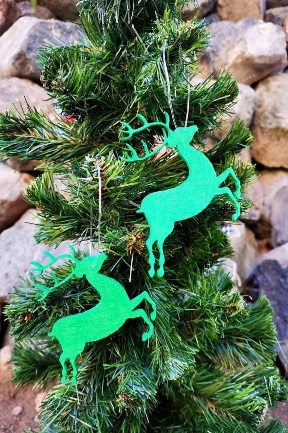 6 Adet Dekoratif Geyik Yılbaşı & Ağaç Süsü 12cm