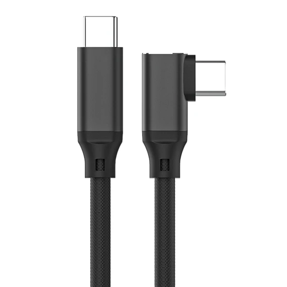 Type-C Erkek - Erkek Data Kablosu - 0.5m - Tek Dirsek - 5A Hızlı Şarj - PD100W - USB 3.2 Gen2 - 4K