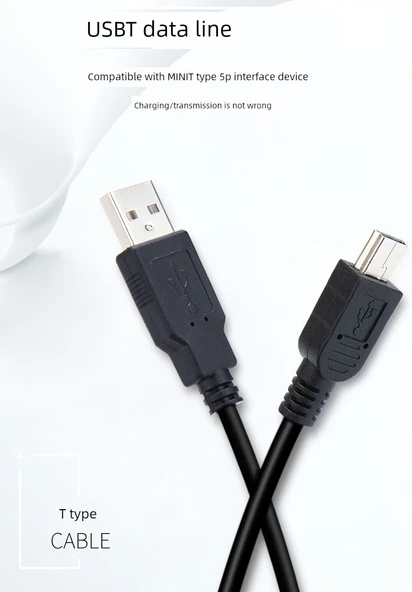 Mini T USB Şarj Kablosu - 0.25m - Şarj Aleti ile - Resim 4