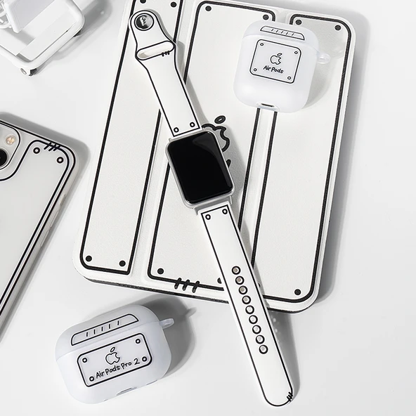 Xiaomi Bileklik 8Pro Kordon - Siyah Bağlantı, Beyaz Uzun Kordon