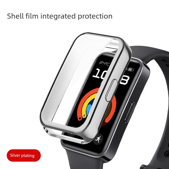 Huawei Bileklik 9/8/NFC Gümüş Kaplama Tam Kapalı TPU Yumuşak Koruyucu Kılıf