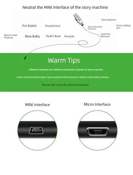 Mini T USB Şarj Kablosu - 1m - Hong En Okuma Kalemi Uyumlu - Resim 5