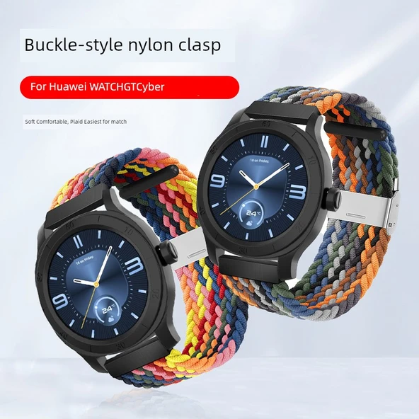 Huawei Watch GT Cyber Mor PC Çerçeveli Koruyucu Kılıf + Temperli Film - 5