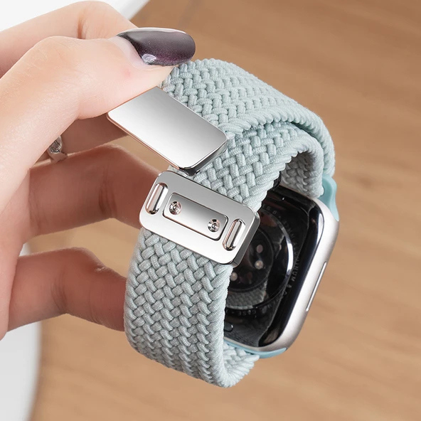 Apple Watch Manyetik Örgü Naylon Kordon - iwatch S6/5/4/SE [44mm] - Shilian Rengi