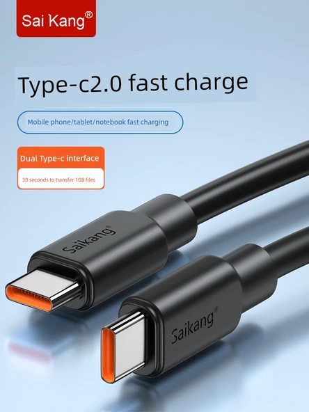 Çift USB Type-C 5A Hızlı Şarj Kablosu - 3M Type-C 2.0 + USB 3.0 - Type-C Adaptörlü - 2