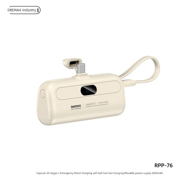 5000mAh Type-C Taşınabilir Şarj Aleti - Ay Işığı Beyazı - Resim 6