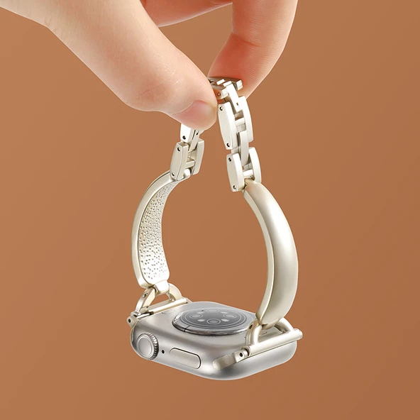 Apple Watch S6/5/4/SE 40mm Yıldız Işığı Metal Küçük Bel Desenli Örgü Kordon