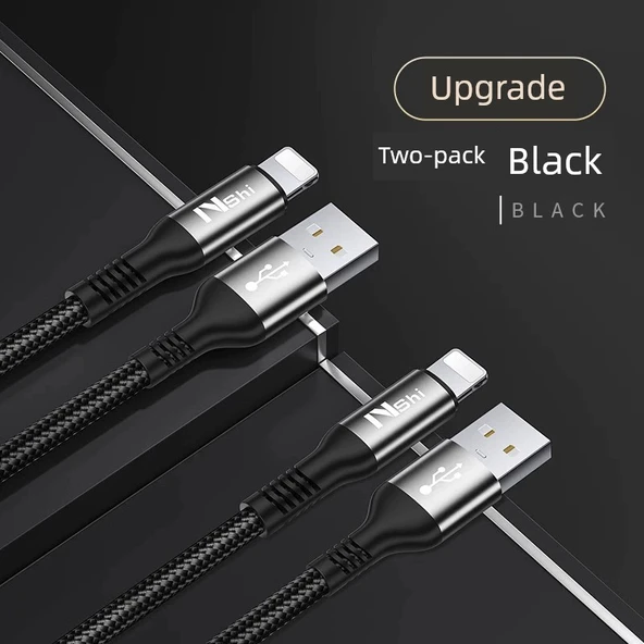 iPhone Hızlı Şarj Lightning USB Kablosu - 1.5m - Siyah - 1 Alana 1 Bedava