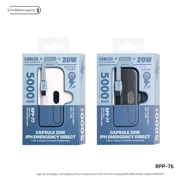 5000mAh Type-C Taşınabilir Şarj Aleti - Ay Işığı Beyazı - Resim 8