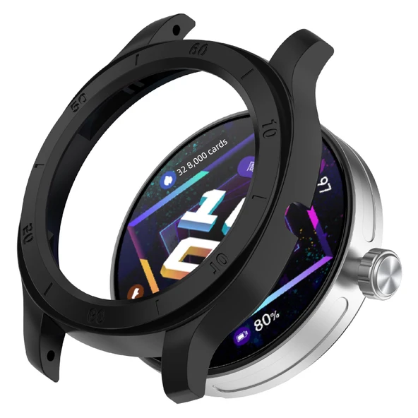 Huawei Watch GT Cyber Mor PC Çerçeveli Koruyucu Kılıf + Temperli Film - 2