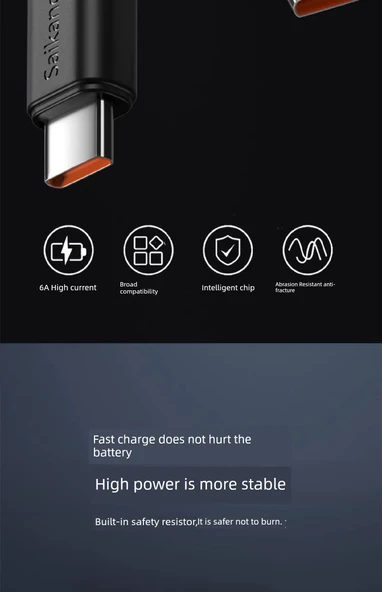 Çift USB Type-C 5A Hızlı Şarj Kablosu - 3M Type-C 2.0 + USB 3.0 - Type-C Adaptörlü - 8