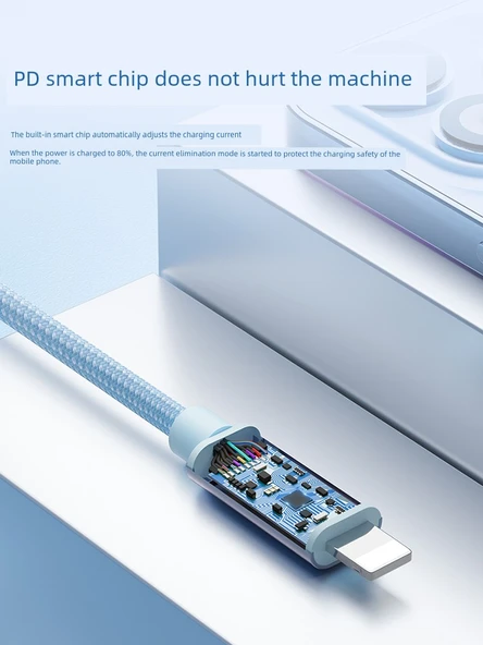 PD 20W Hızlı Şarj Apple Lightning Kablosu - Yeşil Limon 0.5m - Resim 4