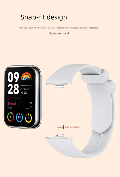 Xiaomi Bileklik 8 Pro/9 Pro Kırmızı Silikon Kordon - 11