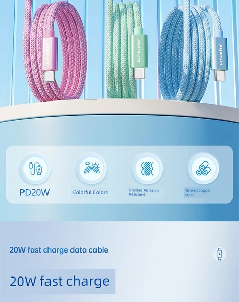 PD 20W Hızlı Şarj Apple Lightning Kablosu - Yeşil Limon 0.5m - Resim 8