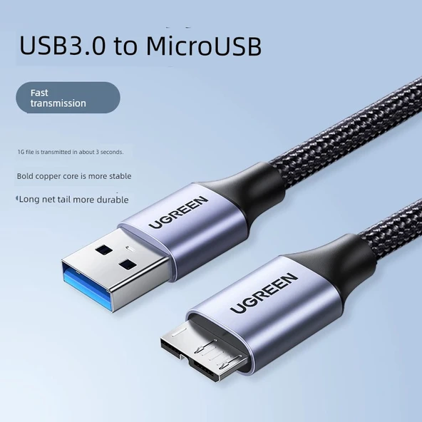 USB 3.0 Örgülü Data Kablosu - 0.25m - Hızlı İletim