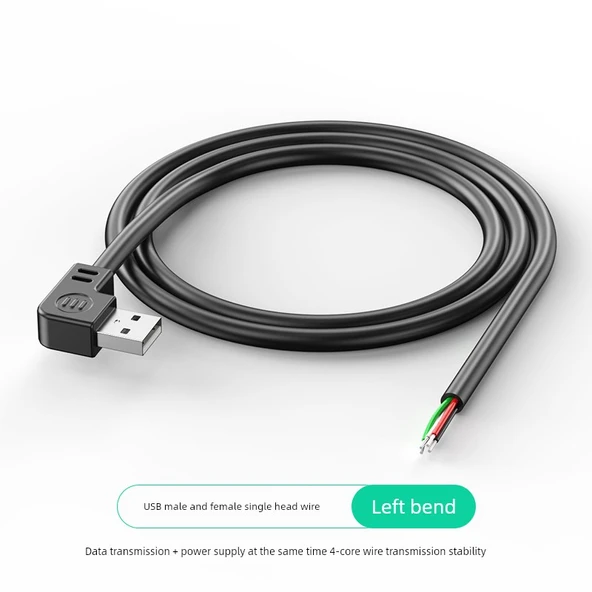 USB Data Kablosu 1m - Sola Bakan Başlıklı (4 Çekirdekli)